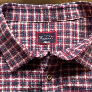 UNTUCKit Men's Red and Blue Plaid Flannel Shirt